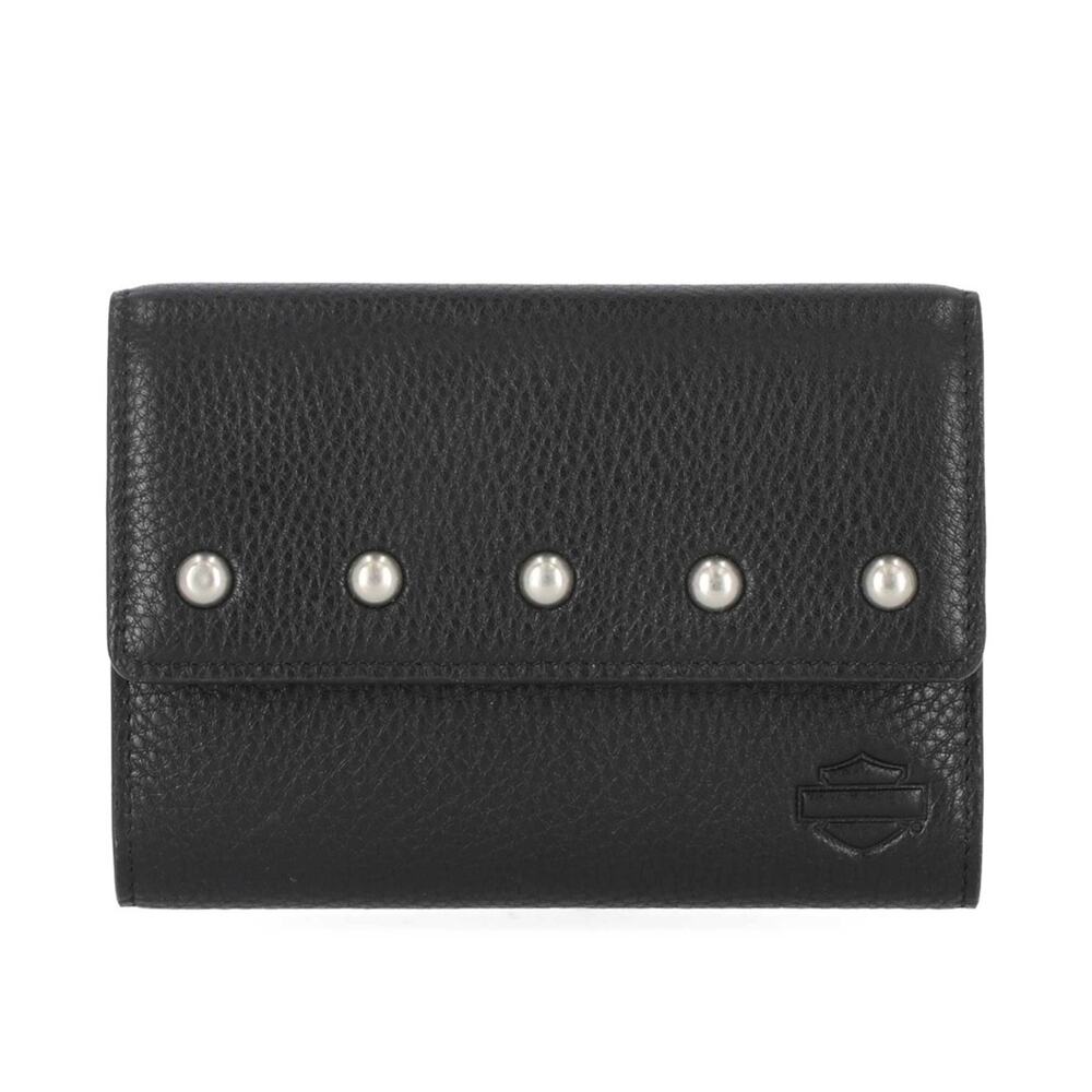 Harley-Davidson Leather Wallet Bi-Fold w/ Rivets, Black MWW005/08